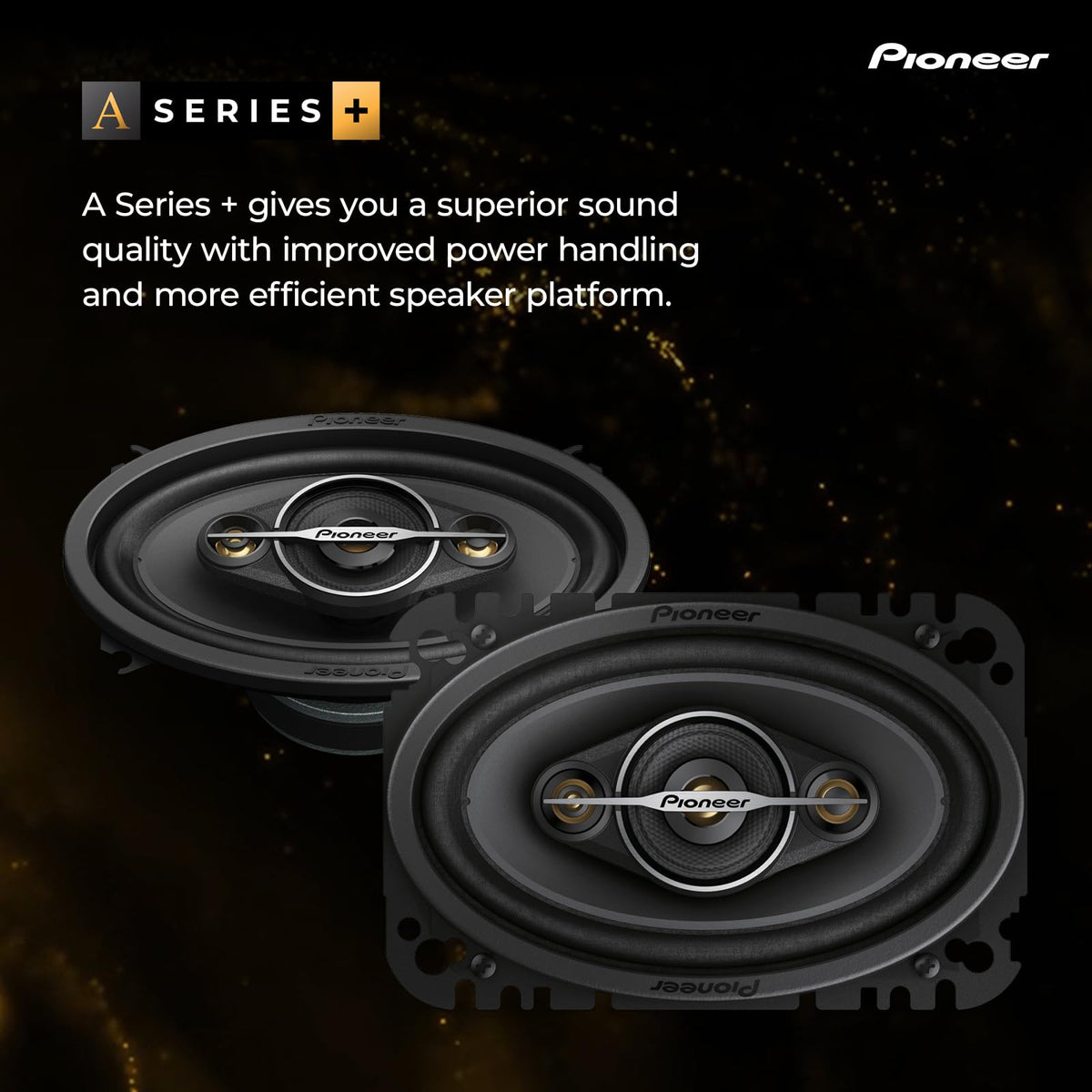 Pioneer A-Series TS-A4671F side view highlights slim profile for versatile installs.