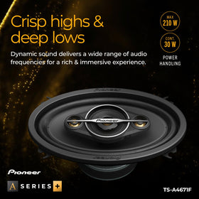 Pioneer A-Series TS-A4671F tweeter detail delivers crisp highs.