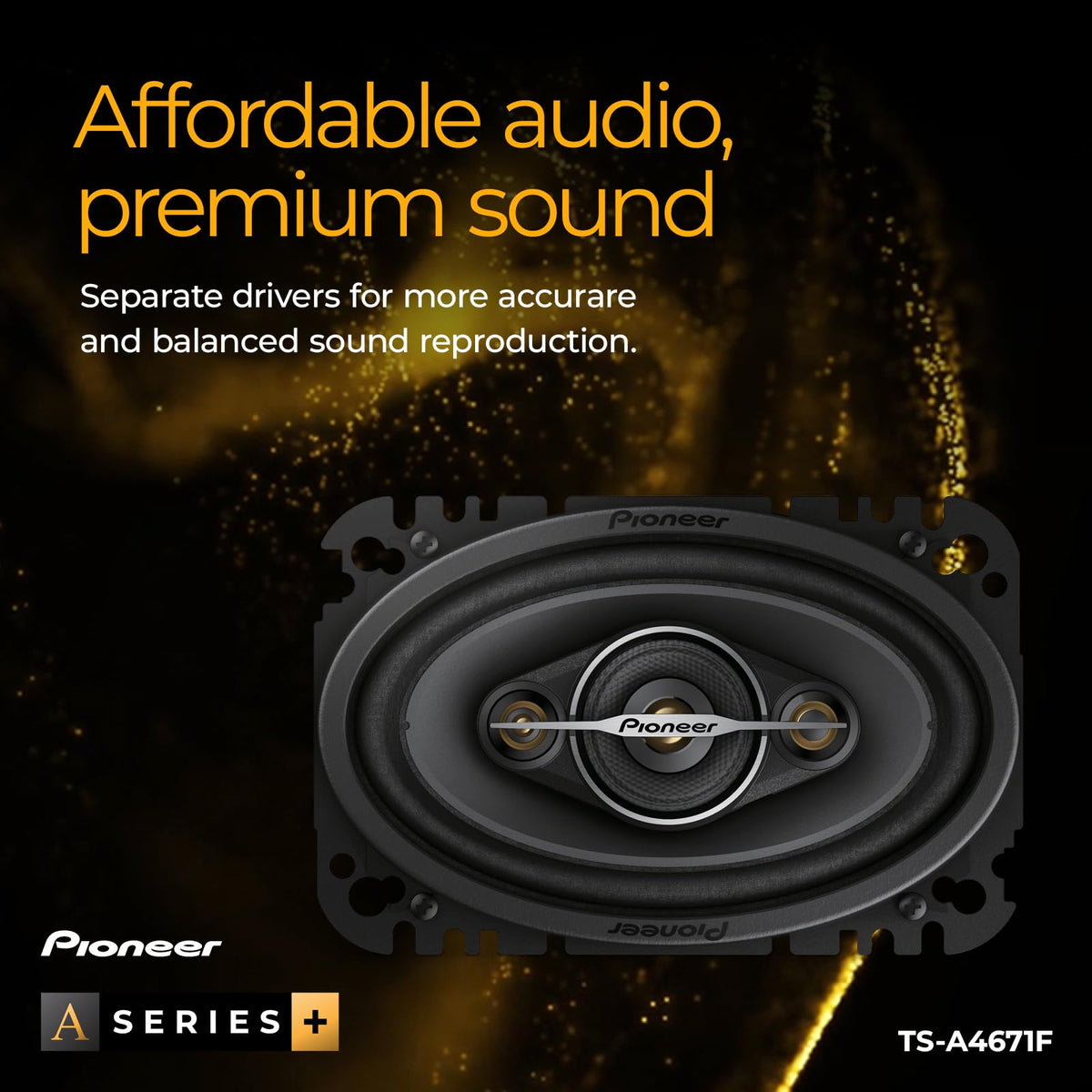 Pioneer A-Series TS-A4671F woofer detail reveals deep bass potential.
