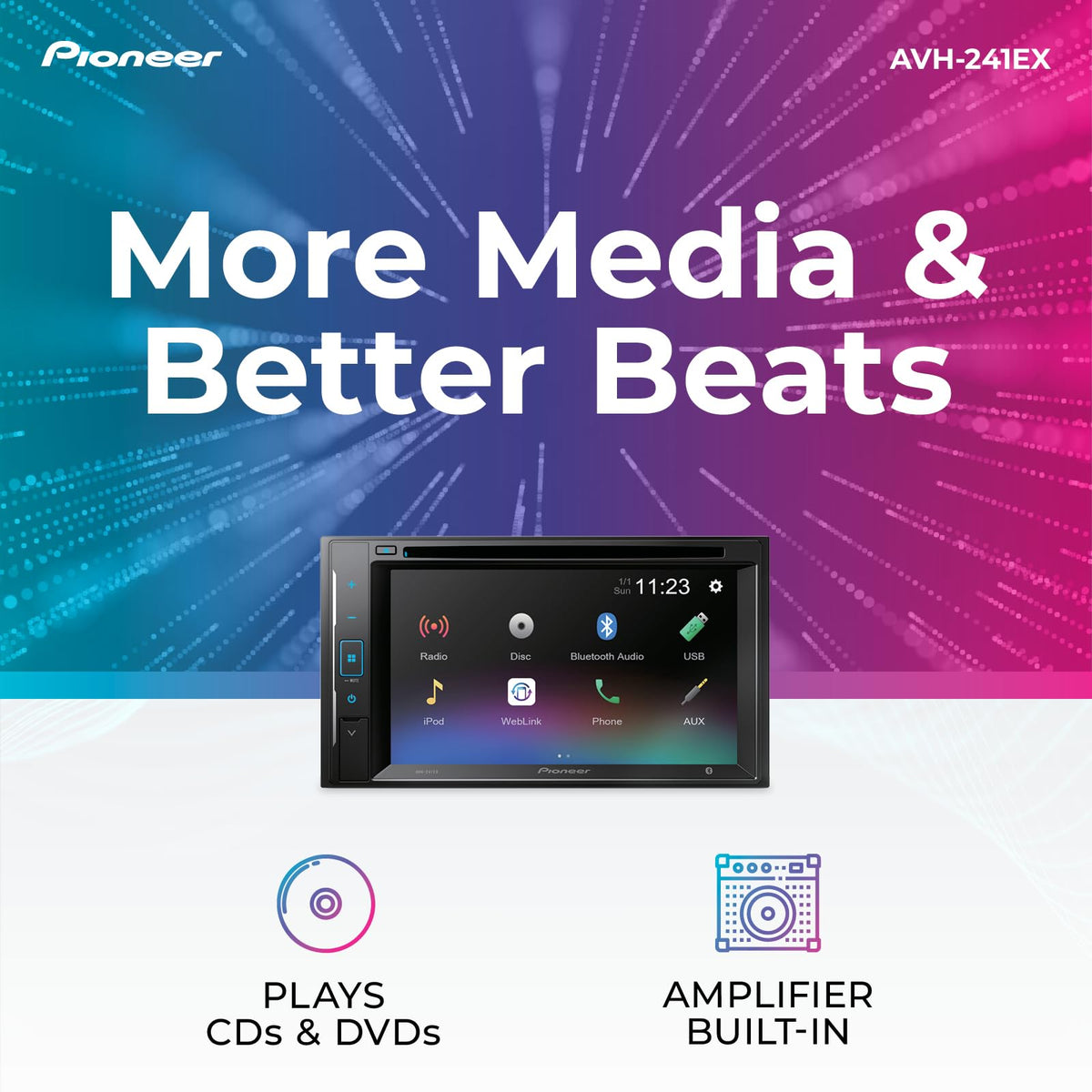 PIONEER AVH-241EX Bluetooth hands-free for safe calls on the road
