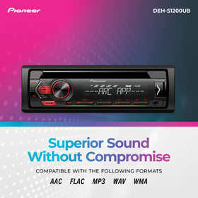 Pioneer DEH-S1200UB dash LED illumination adapts to interior