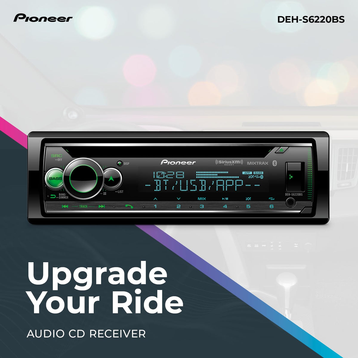 Pioneer DEH-S6220BS Bluetooth enables hands-free calls and streaming.