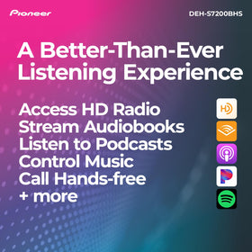 PIONEER DEH-S7200BHS three Hi-Volt pre-outs for customizable speaker setup.