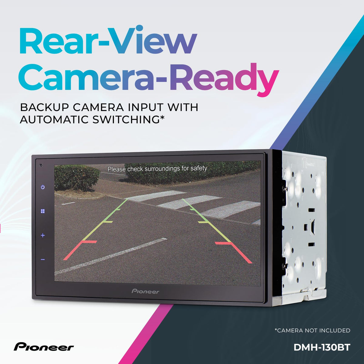 Pioneer DMH-130BT backup camera-ready for safer parking.