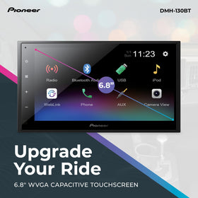 Pioneer DMH-130BT Bluetooth hands-free calls and wireless audio streaming.