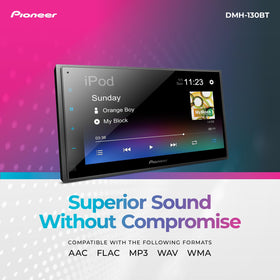 Pioneer DMH-130BT color-and-illumination options for personalized ambience.