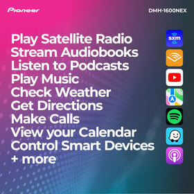 Pioneer DMH-1600NEX 6.8-inch capacitive touchscreen for easy control.