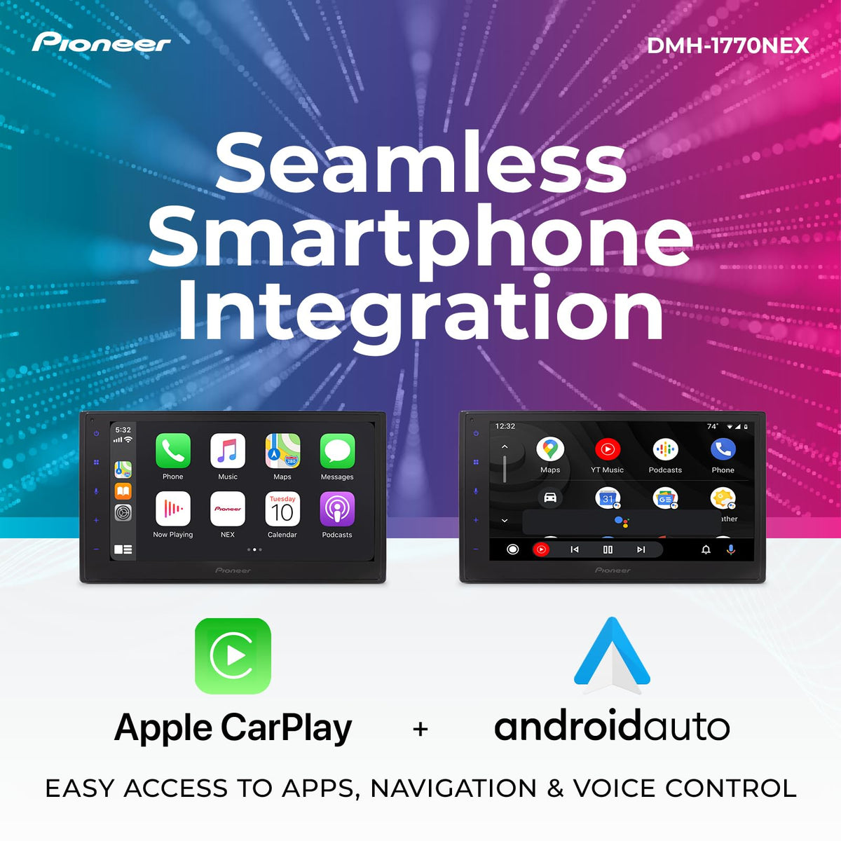 PIONEER DMH-1770NEX Bluetooth streaming for hands-free calls and wireless audio.