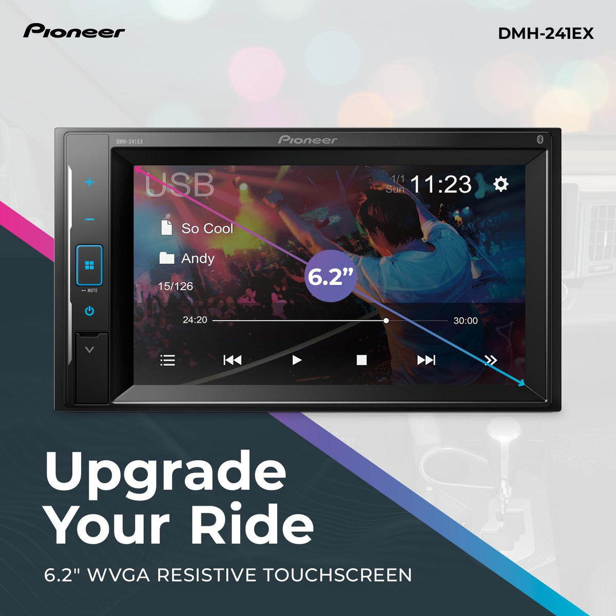 Pioneer DMH-241EX Bluetooth enables hands-free calls and wireless audio streaming in your vehicle.