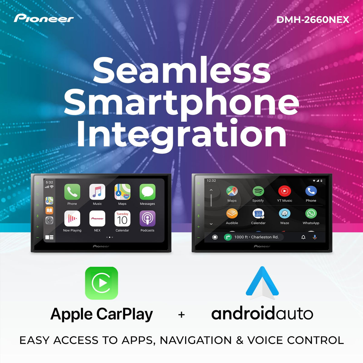 Pioneer DMH-2660NEX with Alexa enables voice control on the road.