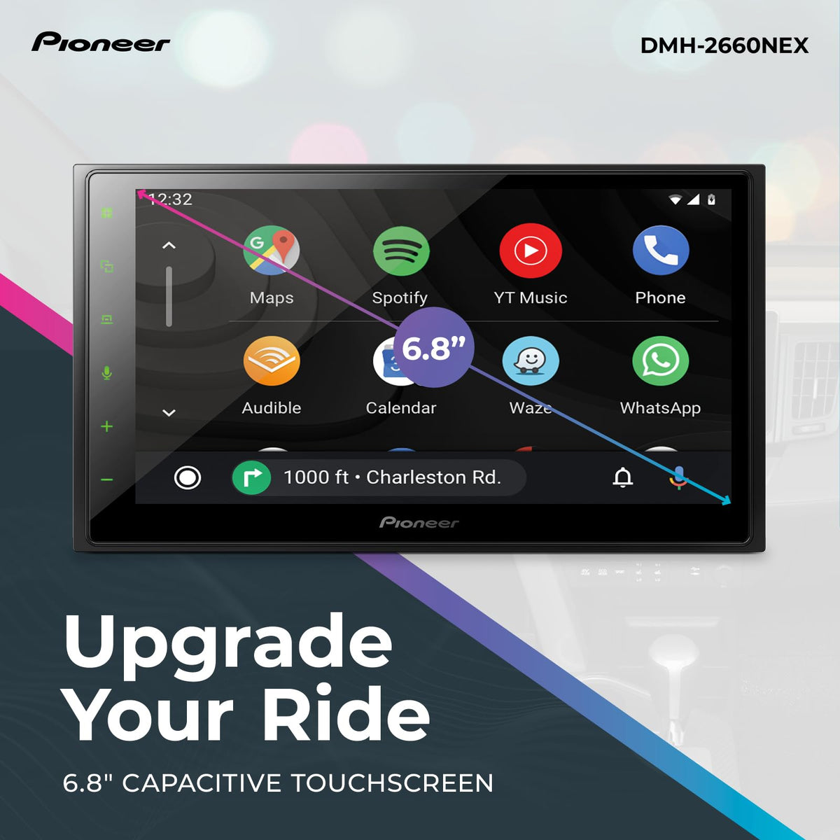 Pioneer DMH-2660NEX supports CarPlay and Android Auto for safer navigation.