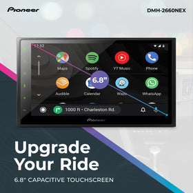 Pioneer DMH-2660NEX supports CarPlay and Android Auto for safer navigation.