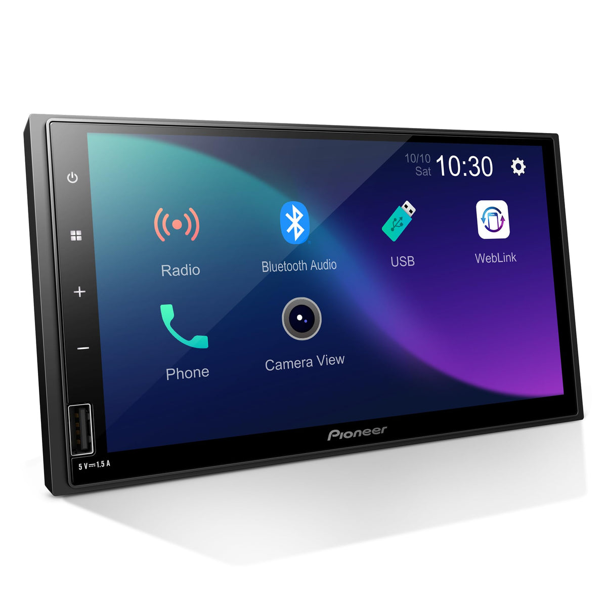 Pioneer DMH-470EX front view of the 7-inch dash receiver for enhanced driving entertainment.