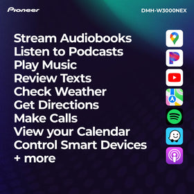 PIONEER DMH-W3000NEX Bluetooth enables hands-free calls and wireless audio streaming.