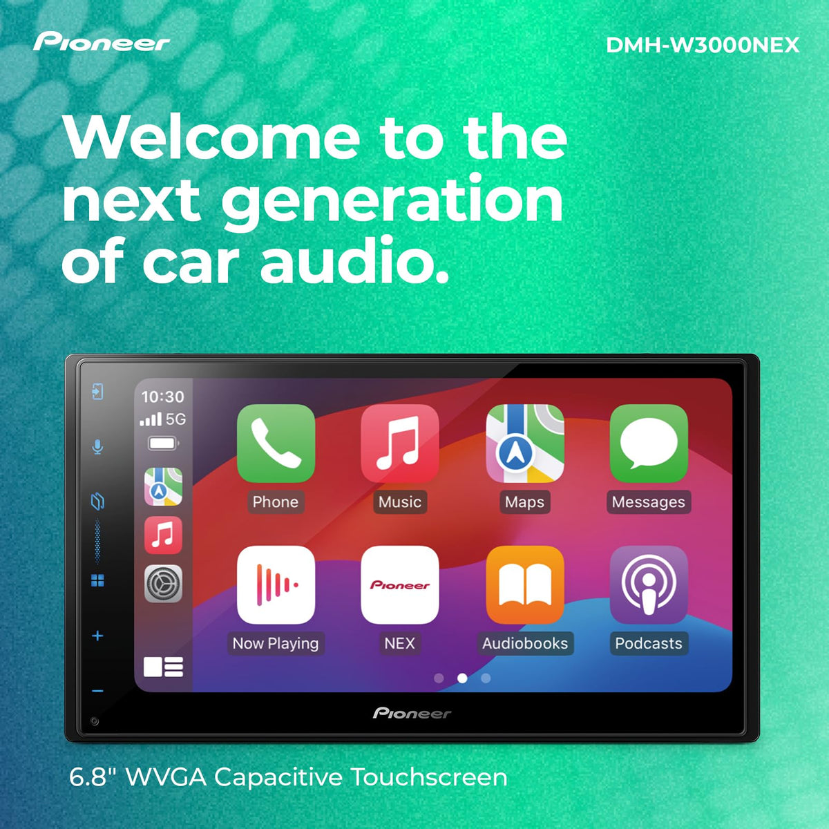 PIONEER DMH-W3000NEX with wireless CarPlay and Android Auto for safer smartphone use.