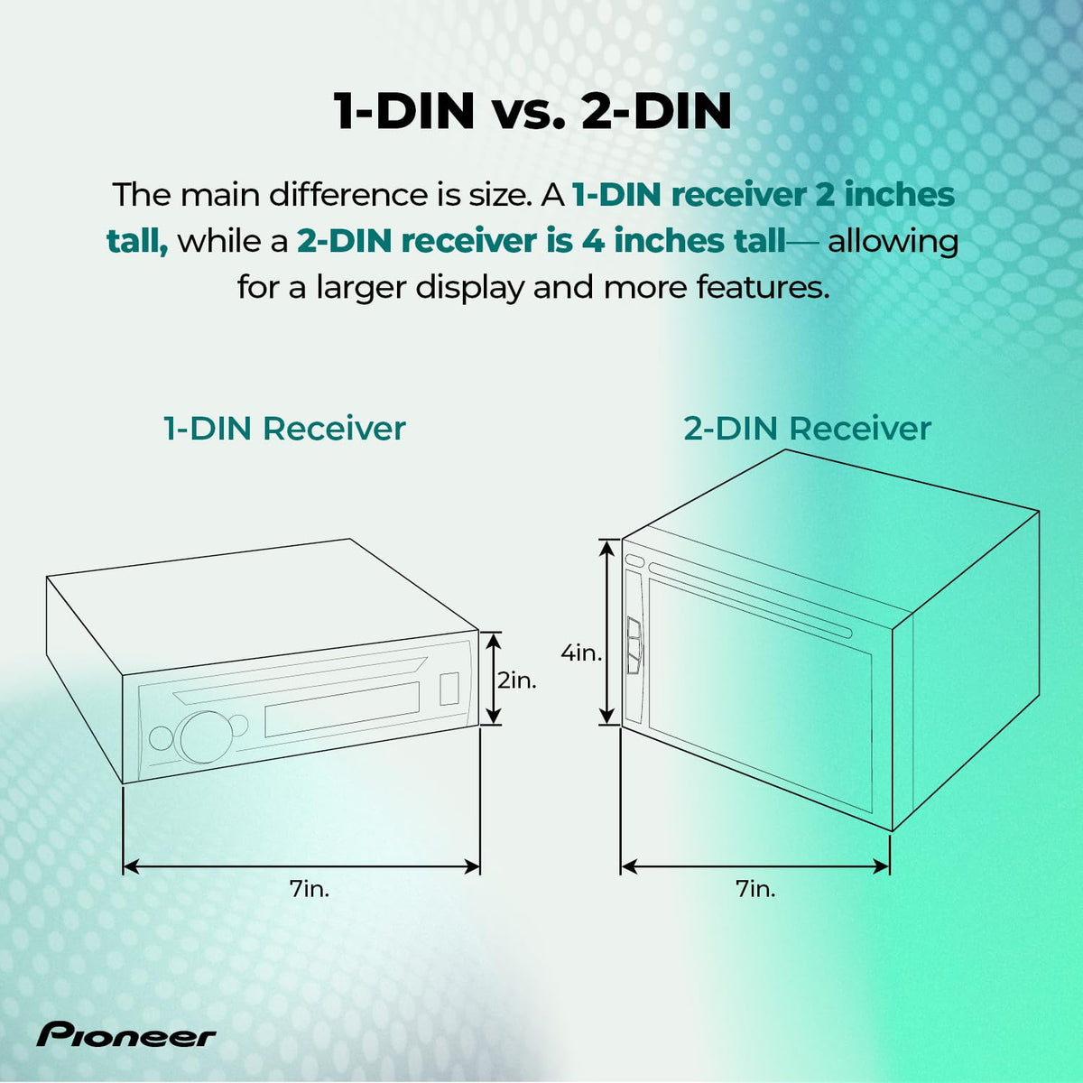 PIONEER DMH-W3050NEX L-shaped chassis for seamless installation.