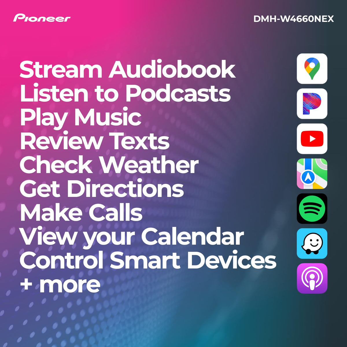 PIONEER DMH-W4660NEX Amazon Alexa built-in enables voice control while driving