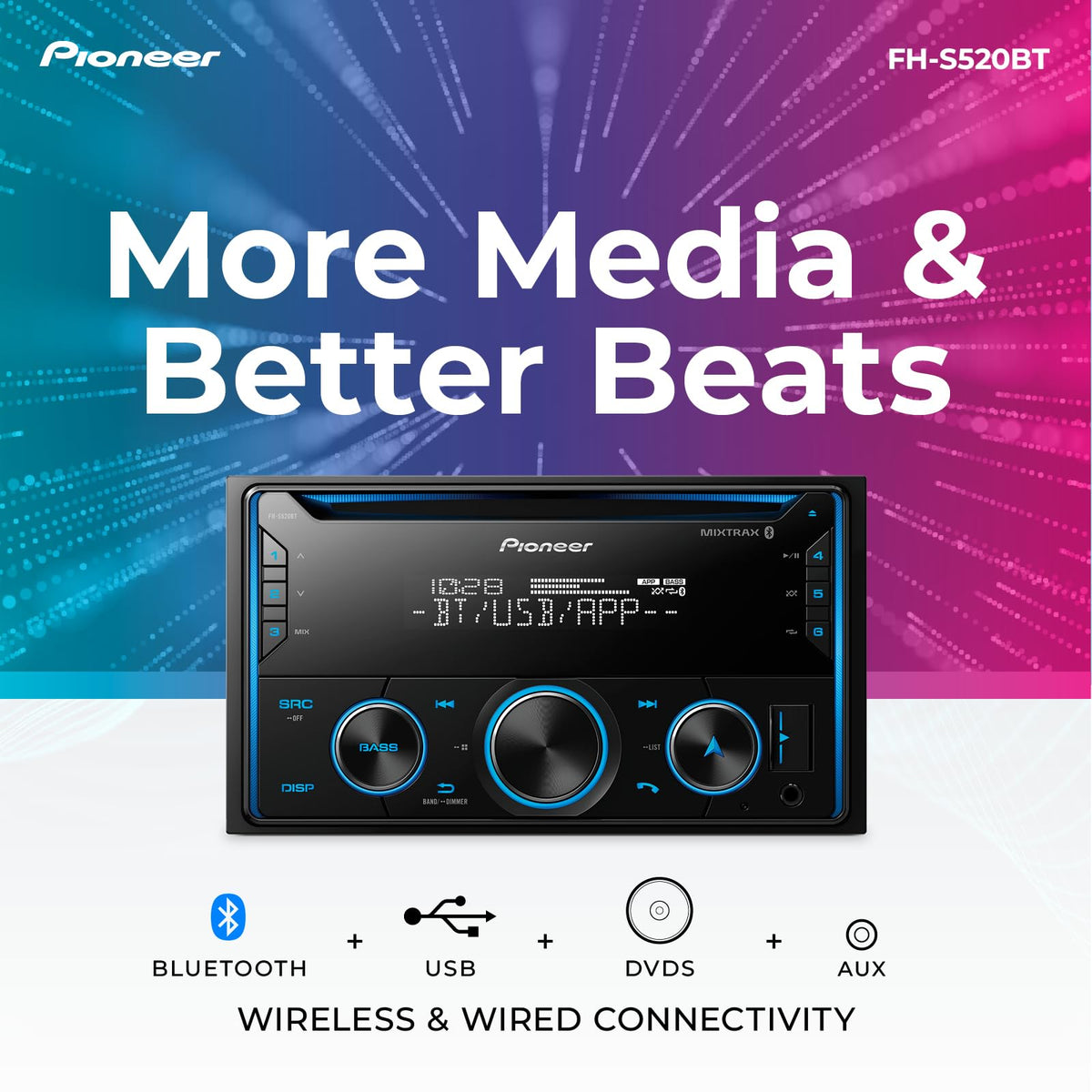 Pioneer FH-S520BT Alexa voice control for hands-free commands