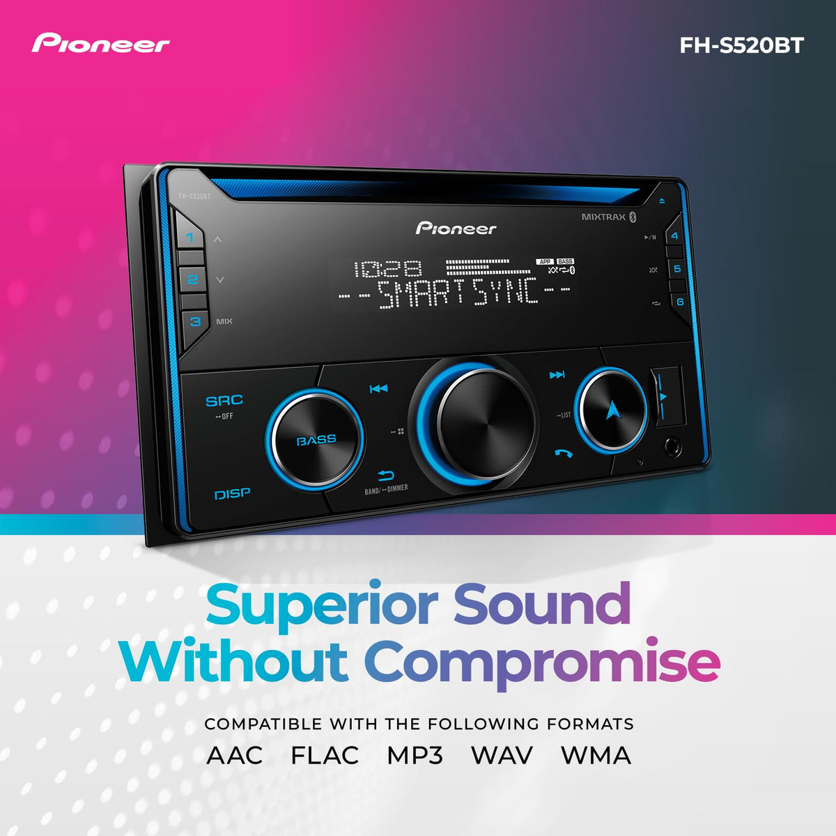 Pioneer FH-S520BT three preout sets for expandability