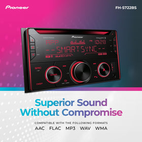 PIONEER FH-S722BS MIXTRAX DJ-style transitions for nonstop music playback.