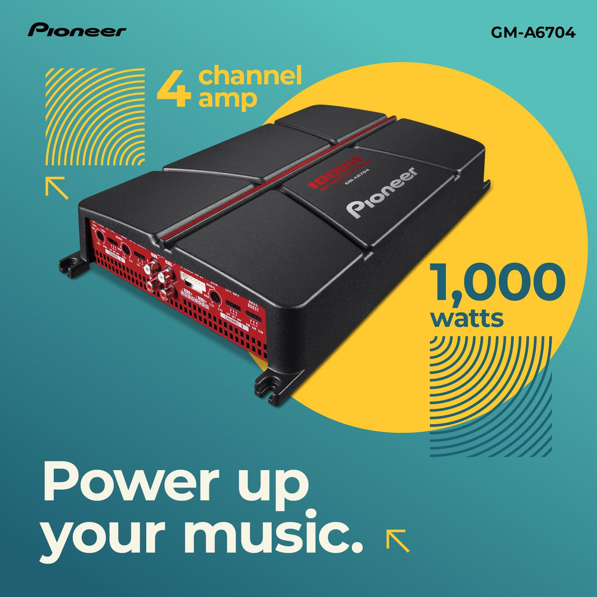 Pioneer GM-A6704 bridged mode enhances bass and dynamic range.