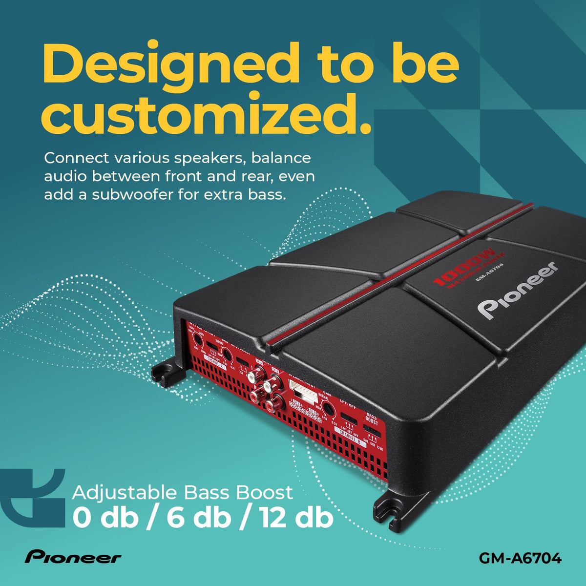 Pioneer GM-A6704 high-pass filter tailors frequencies for front speakers.