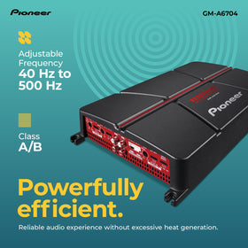 Pioneer GM-A6704 low-pass filter delivers controlled bass to subwoofers.