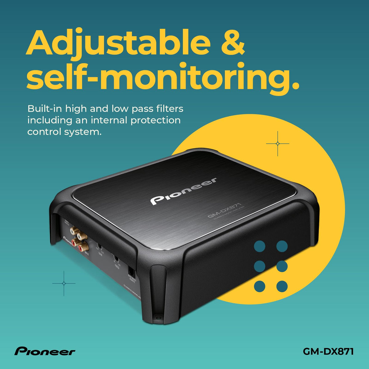 Pioneer GM-DX871 protection system helps safeguard speakers during demanding sessions.