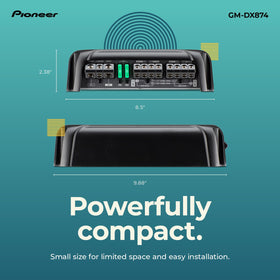 Pioneer GM-DX874 in bridged mode delivering enhanced power to subwoofers.