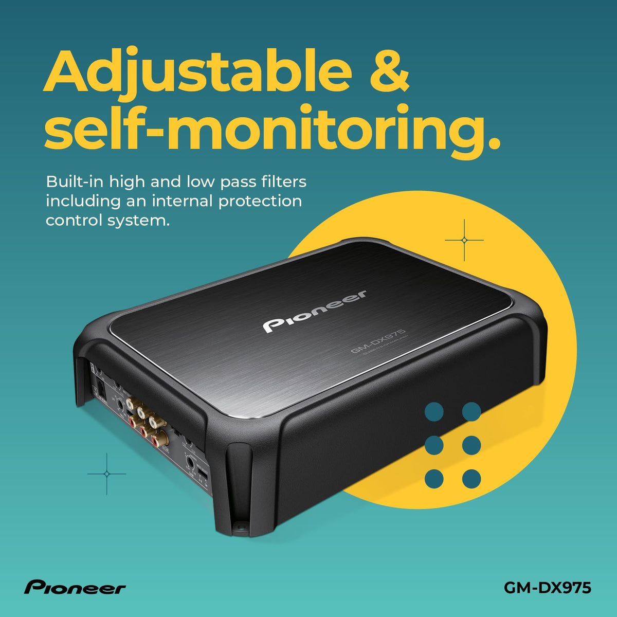 Pioneer GM-DX975 bridgeable power enables flexible multi-channel configurations.