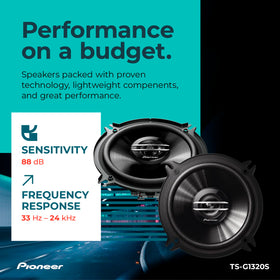 PIONEER speaker installed in car door demonstrating improved audio quality