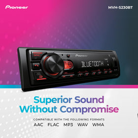 Pioneer MVH-S230BT Advanced Sound Retriever restores compression details for richer sound