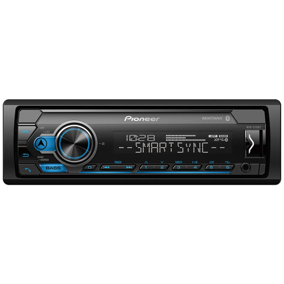 Pioneer MVH-S310BT MIXTRAX playback demonstrating continuous party-style mixes