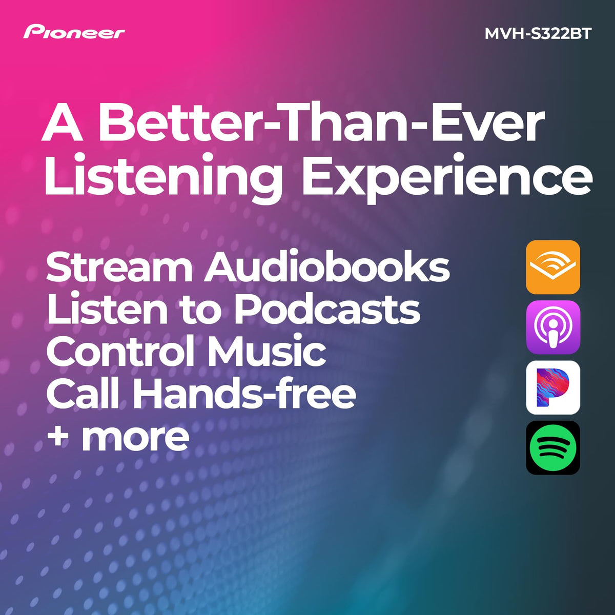Pioneer MVH-S322BT Bluetooth pairing for hands-free calls and streaming