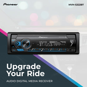 Pioneer MVH-S322BT rear ports highlighting flexible USB and AUX connectivity