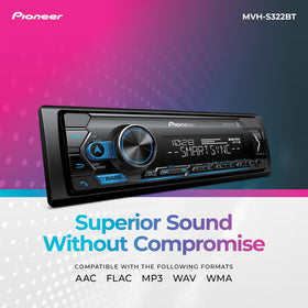 Pioneer MVH-S322BT USB playback and device charging
