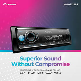 Pioneer MVH-S522BS Advanced Sound Retriever restores lost audio detail.