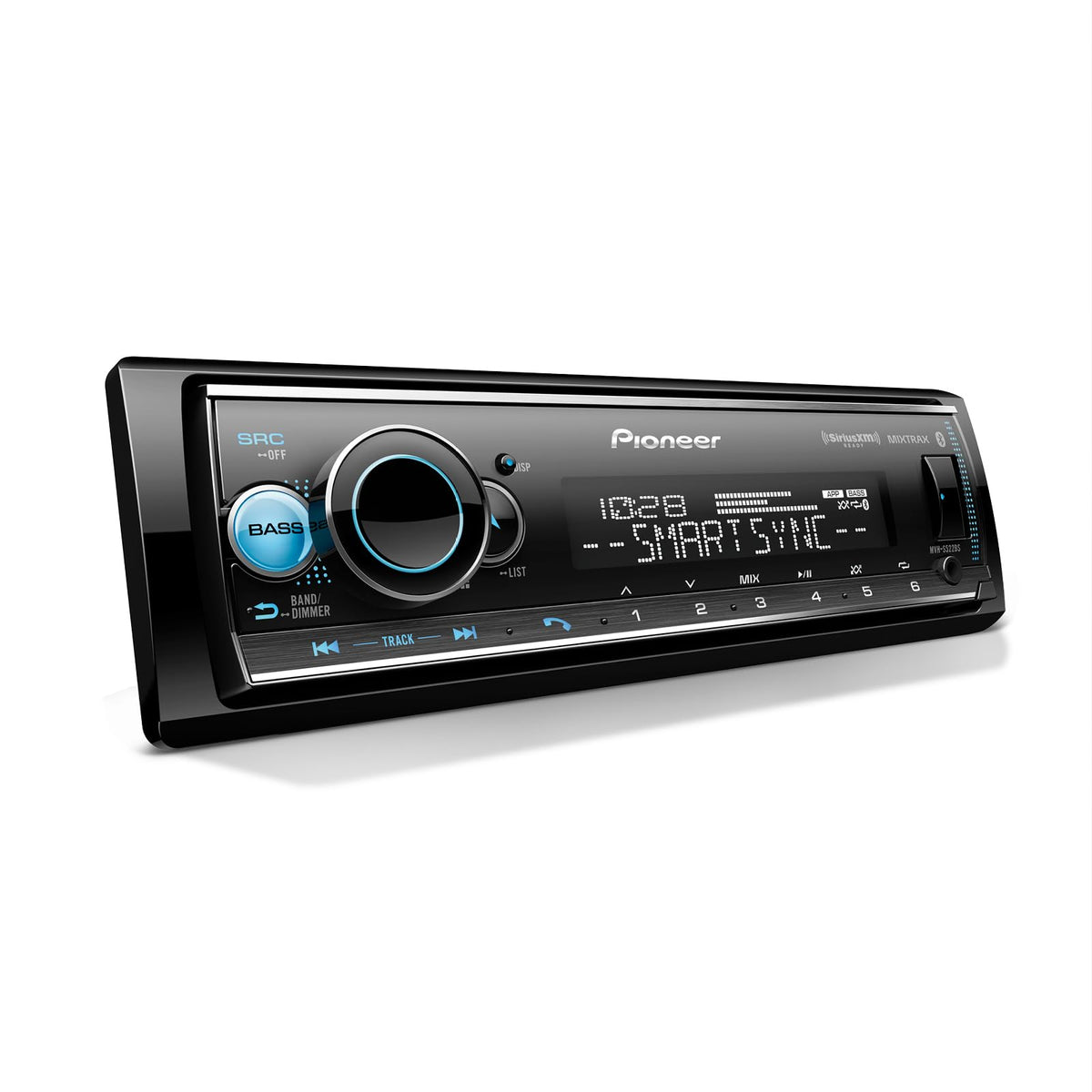 Pioneer MVH-S522BS front panel for clear dashboard control and security.