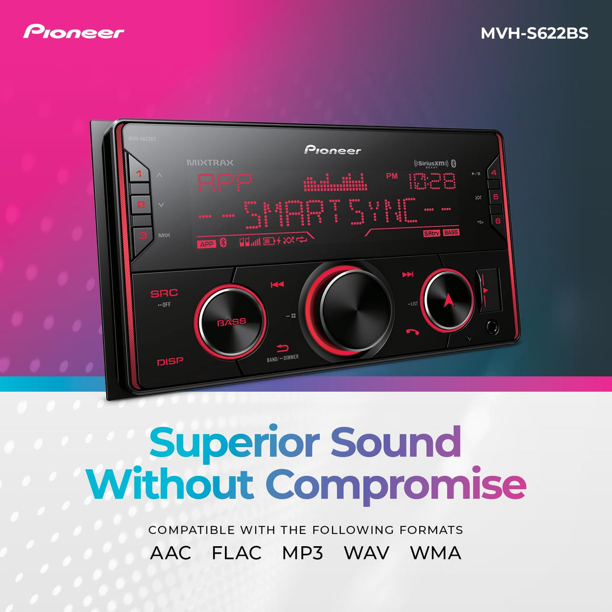 Pioneer MVH-S622BS 13-band EQ for customized sound in your car