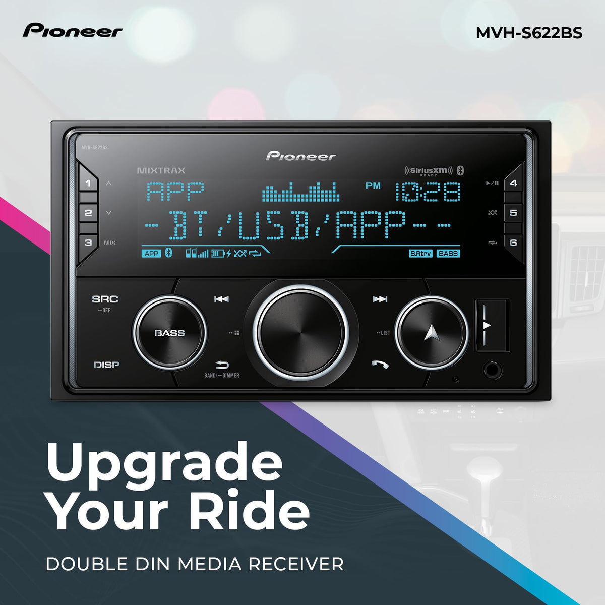 Pioneer MVH-S622BS USB input for direct playback and charging