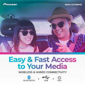 Pioneer MVH-S720BHS Siri Eyes Free integration via microphone improves safety.