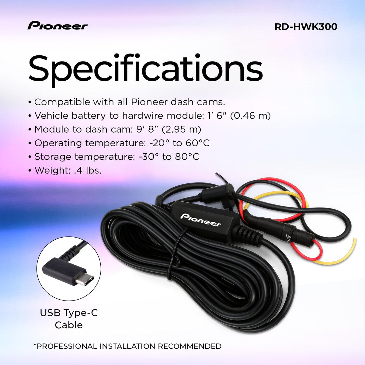 Pioneer RD-HWK300 parking-mode power management ensures ignition-aware auto on/off