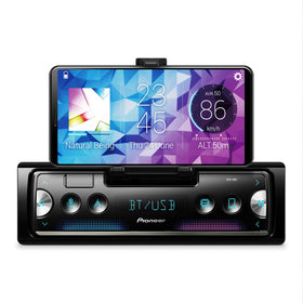 Pioneer SPH-10BT color-change display enhances dash ambience and readability.