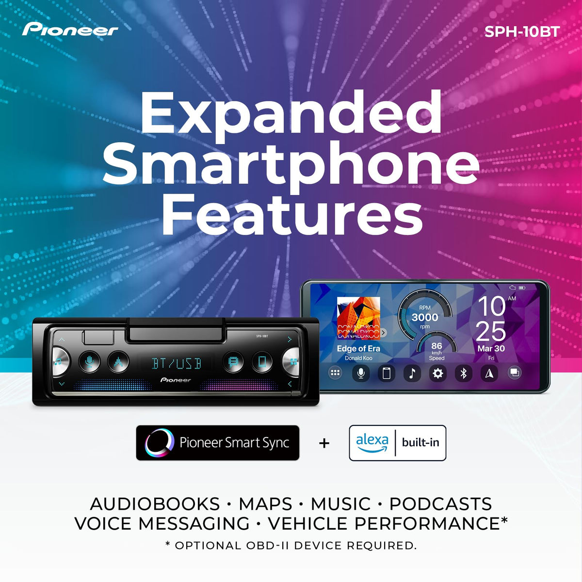 Pioneer SPH-10BT MIXTRAX creates seamless, DJ-style transitions.