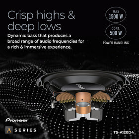 PIONEER TS-A120D4 cone detail shows sturdy cone for deep bass