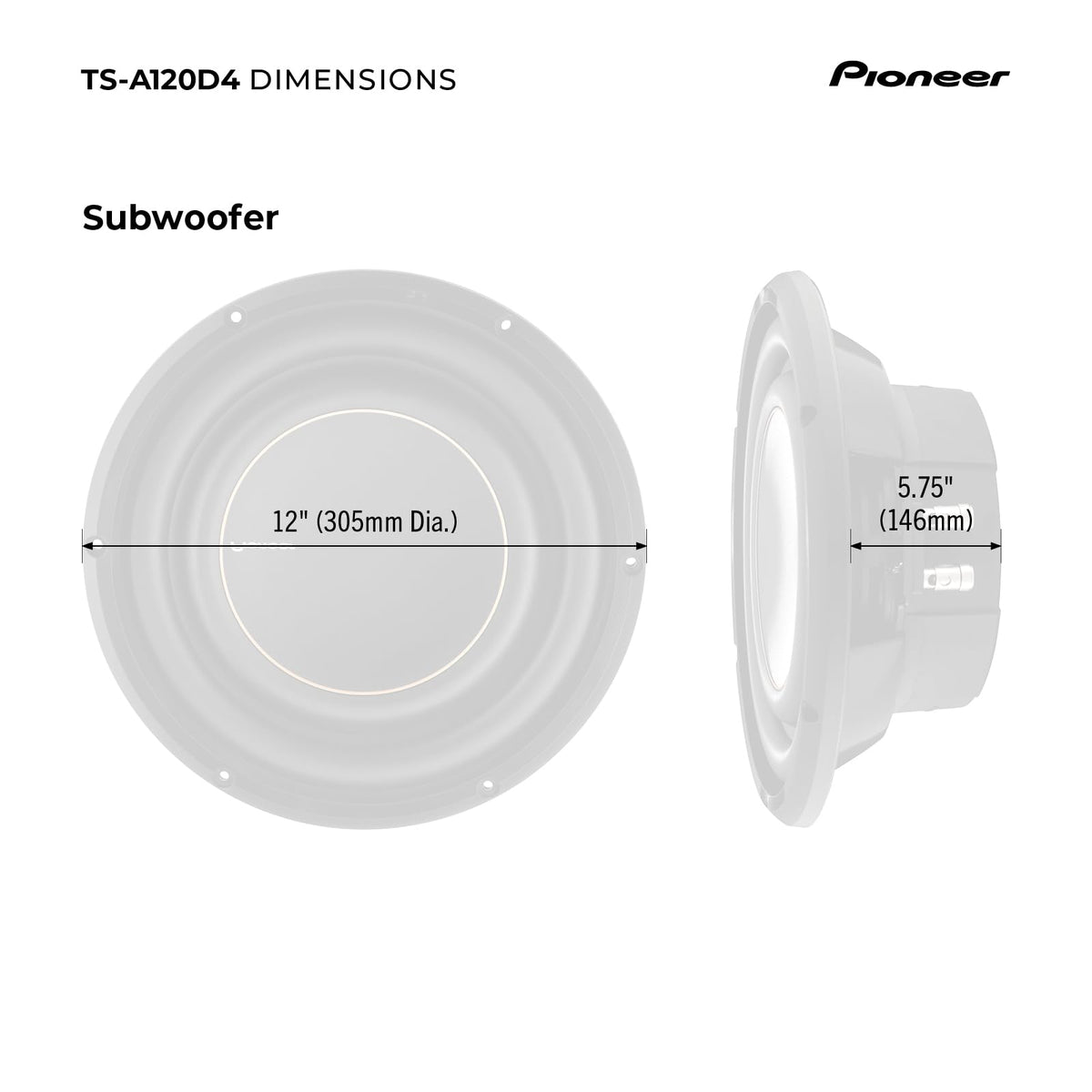 PIONEER TS-A120D4 installed in-car demonstrates seamless integration with systems
