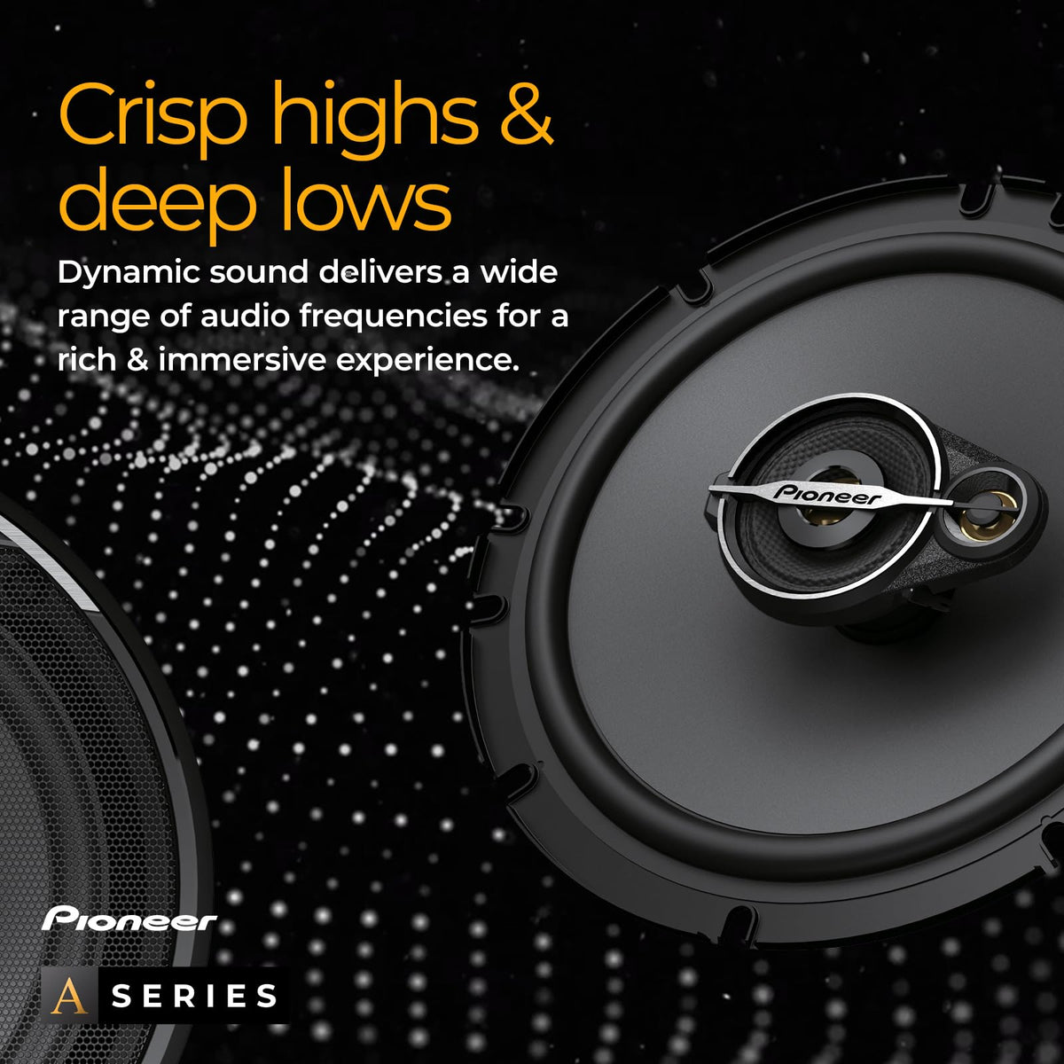 Pioneer TS-A1371F 91 dB sensitivity enables louder output with less power.