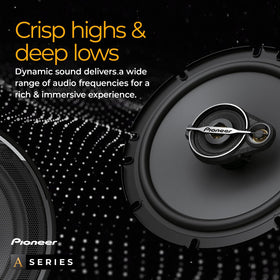 Pioneer TS-A1671F tweeter mounts support surface or flush installation.