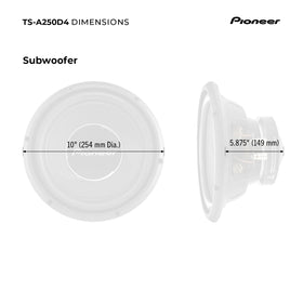 Pioneer TS-A250D4 full product shot showcasing a powerful car audio upgrade.