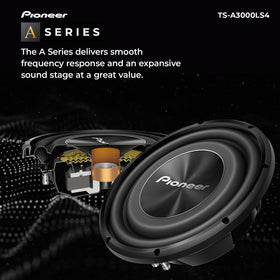 Pioneer TS-A3000LS4 back panel highlights external amp wiring compatibility.